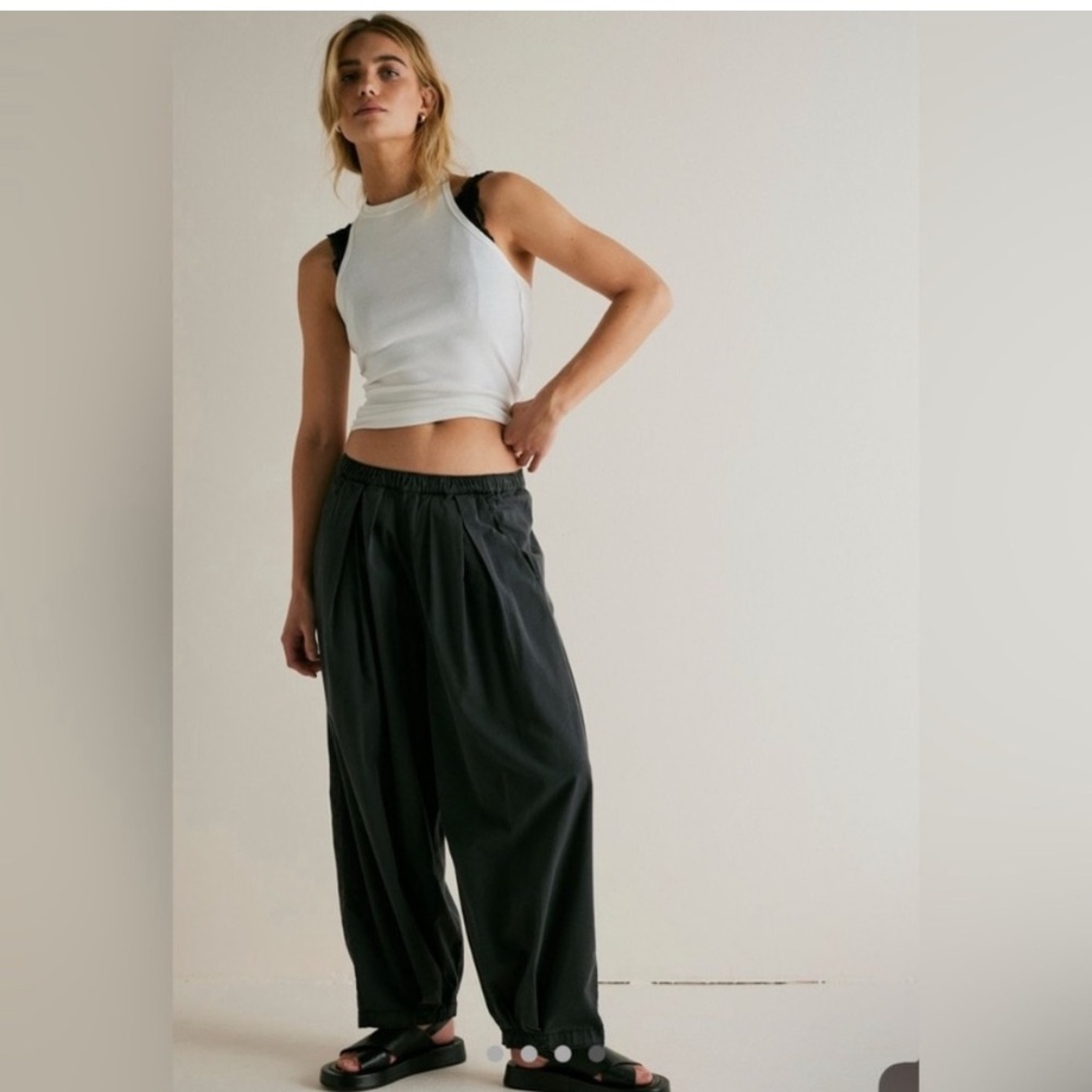 Free People Black Corduroy To the Sky Wide Leg Pants